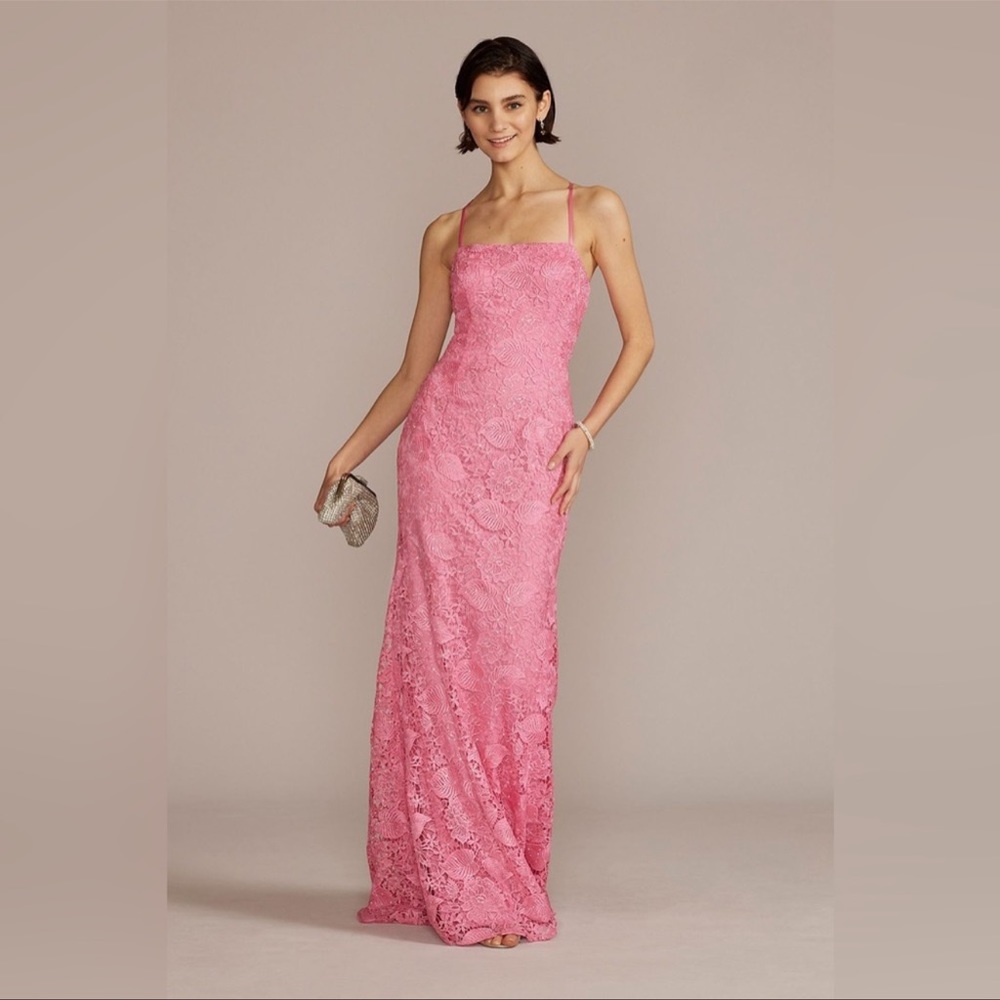 Elegant Pink Lace Prom Dress